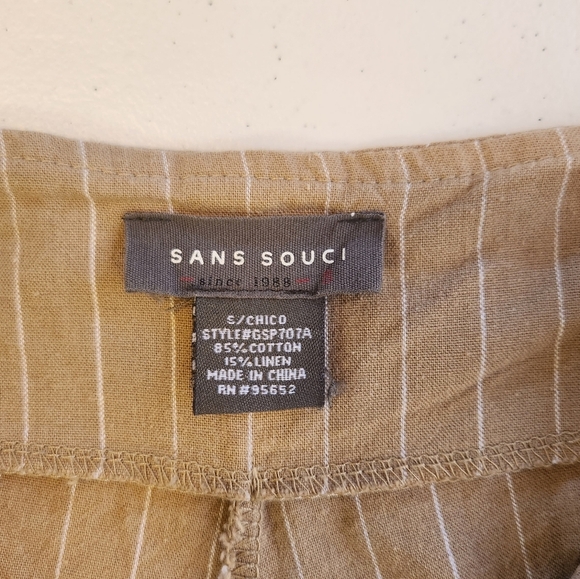 San Souci Wide Leg Crop Cropped High Waisted Rise Trousers Pants Linen Cotton - Picture 5 of 8